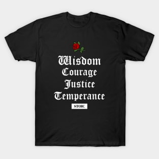 Stoic Virtues - Wisdom, Courage, Justice, Temperance T-Shirt
